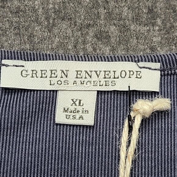 Green Envelope Tank Top Womens XL Ribbed Modal Blend Made USA Sleeveless Shirt - Picture 5 of 8